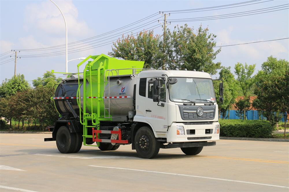  12方餐廚垃圾車(chē)-東風(fēng)天錦國(guó)六12方廚余泔水餐廚垃圾車(chē)廠家（圓罐）